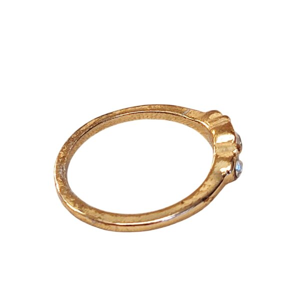 Vintage Yellow Gold Rubover Bezel Set Three-Stone Diamond Ring approx size 6/7 - Picture 3 of 5